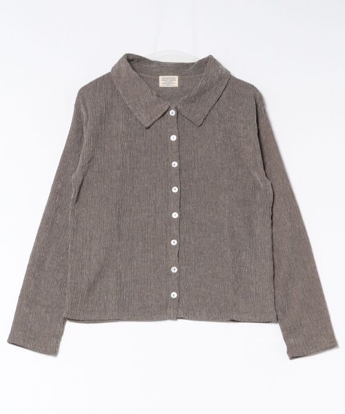 URBAN ISLAND SOCIETY(アーバンアイランドソサエティ)の「メランジ クレープ シャツ レディース / URBAN ISLAND SOCIETY(アーバンアイランドソサエティ)(シャツ/ブラウス・レディース・アイボリー/ブラウン/ライトグレー・FREE)」の3枚目の写真