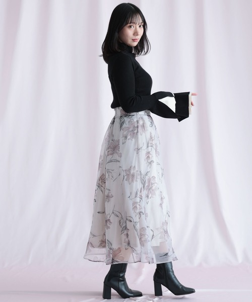Ruwan yu(ルワンユー)の「オーガンジーフラワーフレアスカート(スカート・レディース・ピンク・L/LL/3L/4L)」の20枚目の写真