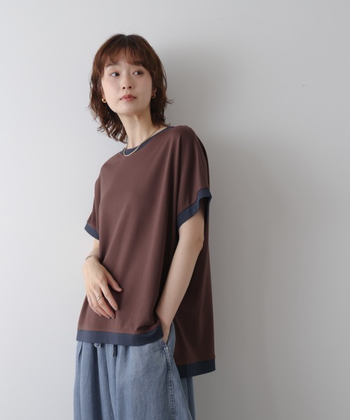 Bou Jeloud(ブージュルード)の「バイカラーTシャツ(Tシャツ/カットソー・レディース・アイボリー/ライトブルー/ブラック/ブラウン・FREE)」の8枚目の写真