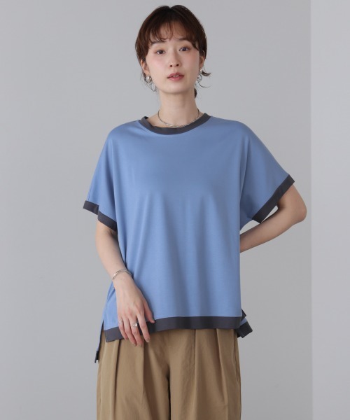 Bou Jeloud(ブージュルード)の「バイカラーTシャツ(Tシャツ/カットソー・レディース・アイボリー/ライトブルー/ブラック/ブラウン・FREE)」の16枚目の写真