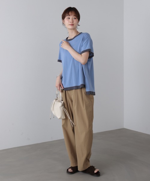 Bou Jeloud(ブージュルード)の「バイカラーTシャツ(Tシャツ/カットソー・レディース・アイボリー/ライトブルー/ブラック/ブラウン・FREE)」の17枚目の写真