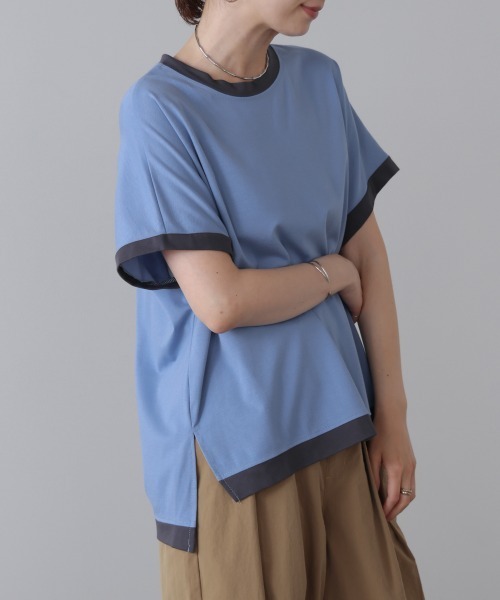 Bou Jeloud(ブージュルード)の「バイカラーTシャツ(Tシャツ/カットソー・レディース・アイボリー/ライトブルー/ブラック/ブラウン・FREE)」の19枚目の写真