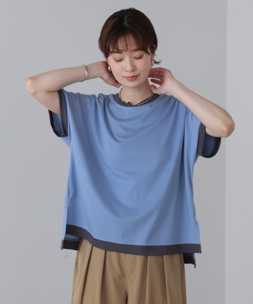 Bou Jeloud(ブージュルード)の「バイカラーTシャツ(Tシャツ/カットソー・レディース・アイボリー/ライトブルー/ブラック/ブラウン・FREE)」の20枚目の写真