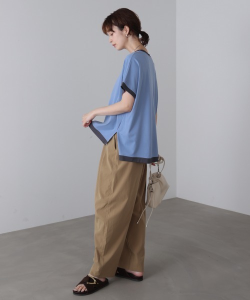 Bou Jeloud(ブージュルード)の「バイカラーTシャツ(Tシャツ/カットソー・レディース・アイボリー/ライトブルー/ブラック/ブラウン・FREE)」の21枚目の写真