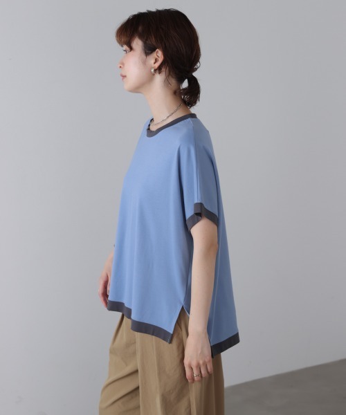 Bou Jeloud(ブージュルード)の「バイカラーTシャツ(Tシャツ/カットソー・レディース・アイボリー/ライトブルー/ブラック/ブラウン・FREE)」の22枚目の写真