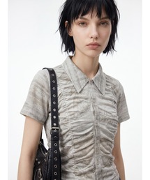 【TAJEN:T】SHIRRING  CUT & SEW SHIRT/シャーリングカットソーシャツ