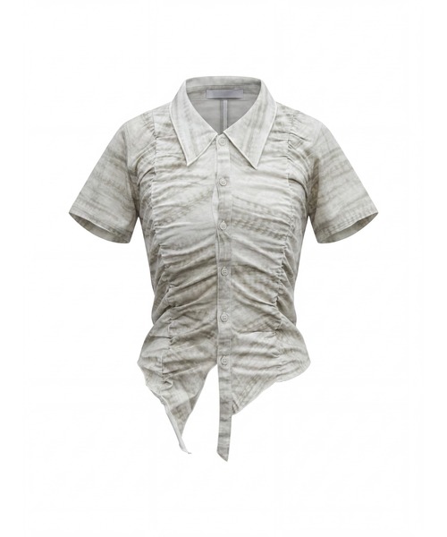 TAJEN:T(タジェント)の「【TAJEN:T】SHIRRING CUT & SEW SHIRT/シャーリングカットソーシャツ(Tシャツ/カットソー・レディース・アイボリー/ブラック/ブラウン・FREE)」の9枚目の写真
