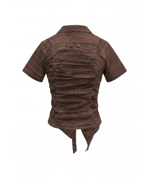 TAJEN:T(タジェント)の「【TAJEN:T】SHIRRING CUT & SEW SHIRT/シャーリングカットソーシャツ(Tシャツ/カットソー・レディース・アイボリー/ブラック/ブラウン・FREE)」の17枚目の写真