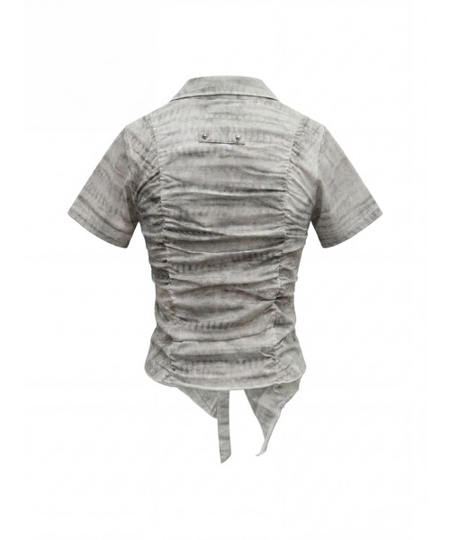 TAJEN:T(タジェント)の「【TAJEN:T】SHIRRING CUT & SEW SHIRT/シャーリングカットソーシャツ(Tシャツ/カットソー・レディース・アイボリー/ブラック/ブラウン・FREE)」の10枚目の写真