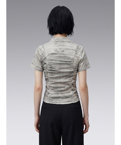 TAJEN:T(タジェント)の「【TAJEN:T】SHIRRING CUT & SEW SHIRT/シャーリングカットソーシャツ(Tシャツ/カットソー・レディース・アイボリー/ブラック/ブラウン・FREE)」の8枚目の写真