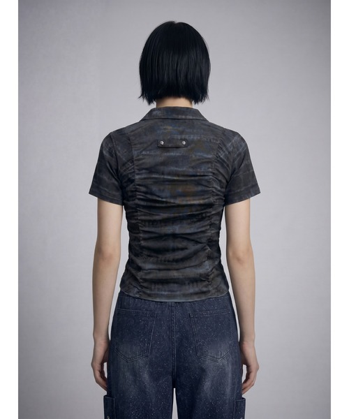 TAJEN:T(タジェント)の「【TAJEN:T】SHIRRING CUT & SEW SHIRT/シャーリングカットソーシャツ(Tシャツ/カットソー・レディース・アイボリー/ブラック/ブラウン・FREE)」の21枚目の写真