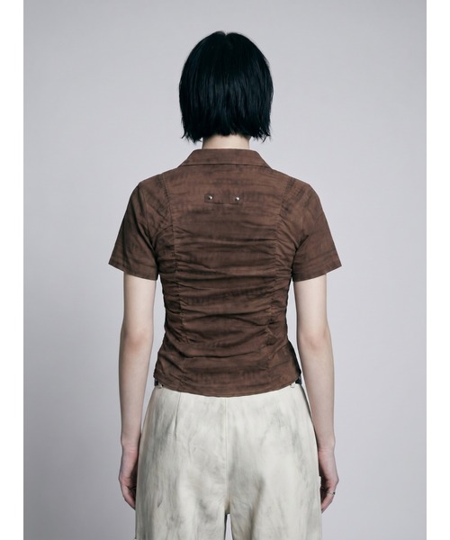 TAJEN:T(タジェント)の「【TAJEN:T】SHIRRING CUT & SEW SHIRT/シャーリングカットソーシャツ(Tシャツ/カットソー・レディース・アイボリー/ブラック/ブラウン・FREE)」の15枚目の写真
