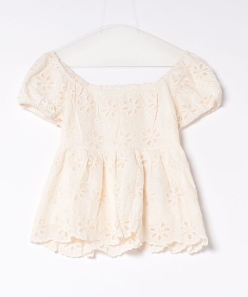 Anely(アネリー)の「Anely コットン アイレット フラワー ペプラム ブラウス(シャツ/ブラウス・レディース・ブルー/アイボリー・FREE)」の16枚目の写真