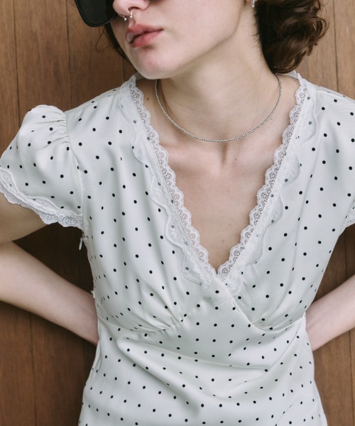 HANNE(アン)の「ドットサテンワンピース(ワンピース・レディース・ブラック/ホワイト・FREE)」の13枚目の写真