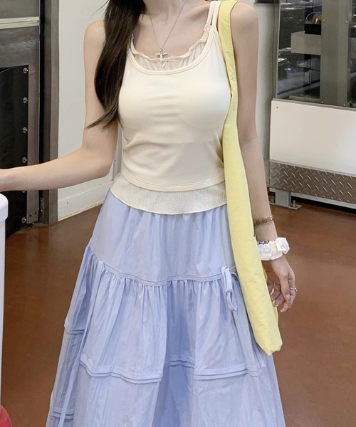 HALEY PESCA(ヘーリーペスカ)の「HALEY PESCA/フェイクツーピース フリルキャミソール(キャミソール・レディース・アイボリー/グレー・MEDIUM/SMALL)」の7枚目の写真