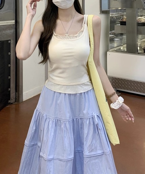 HALEY PESCA(ヘーリーペスカ)の「HALEY PESCA/フェイクツーピース フリルキャミソール(キャミソール・レディース・アイボリー/グレー・MEDIUM/SMALL)」の8枚目の写真