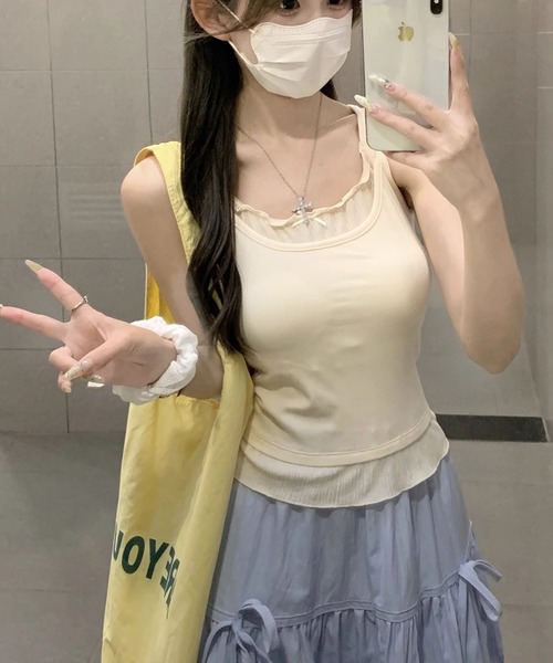 HALEY PESCA(ヘーリーペスカ)の「HALEY PESCA/フェイクツーピース フリルキャミソール(キャミソール・レディース・アイボリー/グレー・MEDIUM/SMALL)」の19枚目の写真