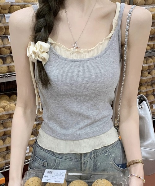 HALEY PESCA(ヘーリーペスカ)の「HALEY PESCA/フェイクツーピース フリルキャミソール(キャミソール・レディース・アイボリー/グレー・MEDIUM/SMALL)」の20枚目の写真