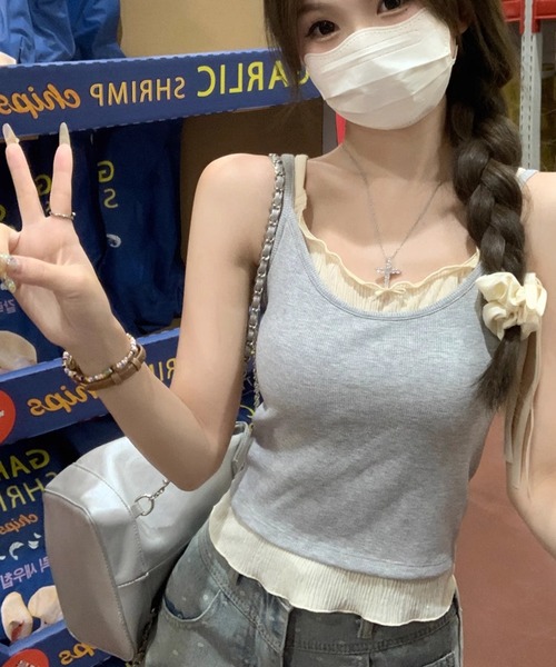 HALEY PESCA(ヘーリーペスカ)の「HALEY PESCA/フェイクツーピース フリルキャミソール(キャミソール・レディース・アイボリー/グレー・MEDIUM/SMALL)」の22枚目の写真