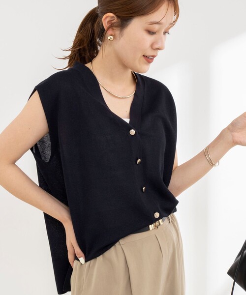 NOLLEY’S(ノーリーズ)の「《手洗い可能》シアーミラノリブゆったりVネックベスト(ニット/セーター・レディース・イエロー/ネイビー・38)」の10枚目の写真