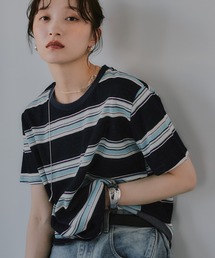210nouve | 配色 マルチボーダー シアー Tシャツ(Tシャツ/カットソー)