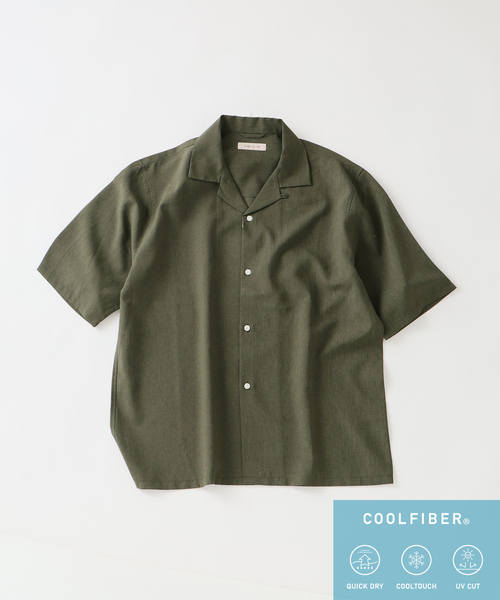 B.C STOCK（ベーセーストック）の「【速乾・接触冷感・UVカット】COOLFIBER(R)Air オープンカラーシャツ（シャツ/ブラウス・メンズ・カーキ/チャコールグレー/ベージュ/ネイビー・MEDIUM/LARGE）」の3枚目の写真