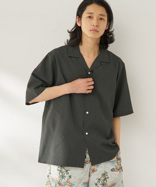 B.C STOCK（ベーセーストック）の「【速乾・接触冷感・UVカット】COOLFIBER(R)Air オープンカラーシャツ（シャツ/ブラウス・メンズ・カーキ/チャコールグレー/ベージュ/ネイビー・MEDIUM/LARGE）」の12枚目の写真