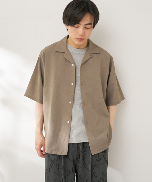B.C STOCK（ベーセーストック）の「【速乾・接触冷感・UVカット】COOLFIBER(R)Air オープンカラーシャツ（シャツ/ブラウス・メンズ・カーキ/チャコールグレー/ベージュ/ネイビー・MEDIUM/LARGE）」の16枚目の写真