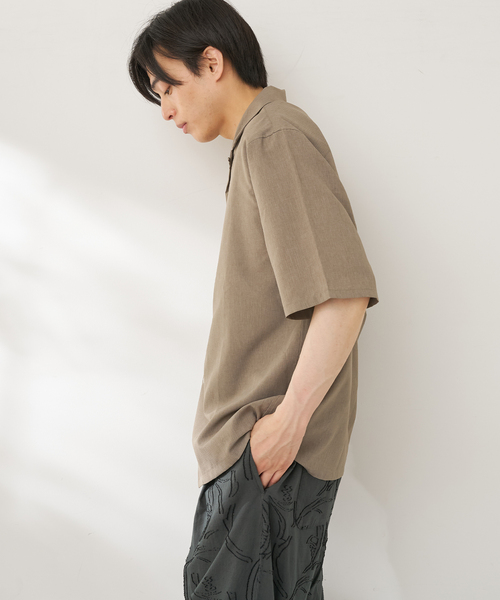 B.C STOCK（ベーセーストック）の「【速乾・接触冷感・UVカット】COOLFIBER(R)Air オープンカラーシャツ（シャツ/ブラウス・メンズ・カーキ/チャコールグレー/ベージュ/ネイビー・MEDIUM/LARGE）」の18枚目の写真