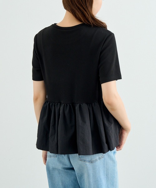 MAISON BREEZE reveur(メゾンブリーズレヴール)の「【MAISON BREEZE reveur】ナイロンペプラムテレコプルオーバー trc(Tシャツ/カットソー・レディース・ブラック/オフホワイト・FREE)」の7枚目の写真