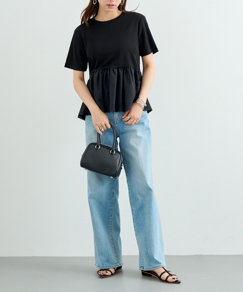 MAISON BREEZE reveur(メゾンブリーズレヴール)の「【MAISON BREEZE reveur】ナイロンペプラムテレコプルオーバー trc(Tシャツ/カットソー・レディース・ブラック/オフホワイト・FREE)」の8枚目の写真