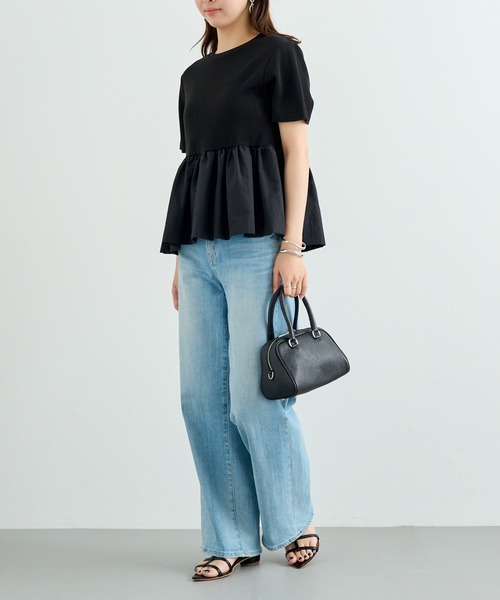 MAISON BREEZE reveur(メゾンブリーズレヴール)の「【MAISON BREEZE reveur】ナイロンペプラムテレコプルオーバー trc(Tシャツ/カットソー・レディース・ブラック/オフホワイト・FREE)」の9枚目の写真