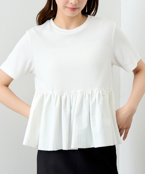 MAISON BREEZE reveur(メゾンブリーズレヴール)の「【MAISON BREEZE reveur】ナイロンペプラムテレコプルオーバー trc(Tシャツ/カットソー・レディース・ブラック/オフホワイト・FREE)」の10枚目の写真