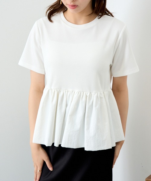 MAISON BREEZE reveur(メゾンブリーズレヴール)の「【MAISON BREEZE reveur】ナイロンペプラムテレコプルオーバー trc(Tシャツ/カットソー・レディース・ブラック/オフホワイト・FREE)」の11枚目の写真