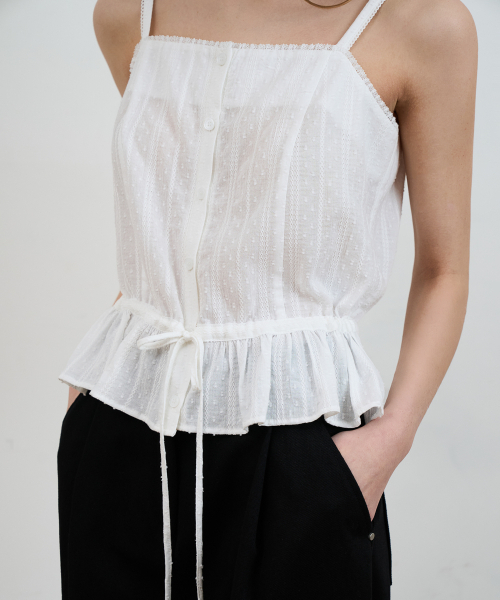 DEHEVE（デヘヴェ）の「Lace String Sleeveless [Ivory]（Tシャツ/カットソー・レディース・アイボリー・OS）」の3枚目の写真