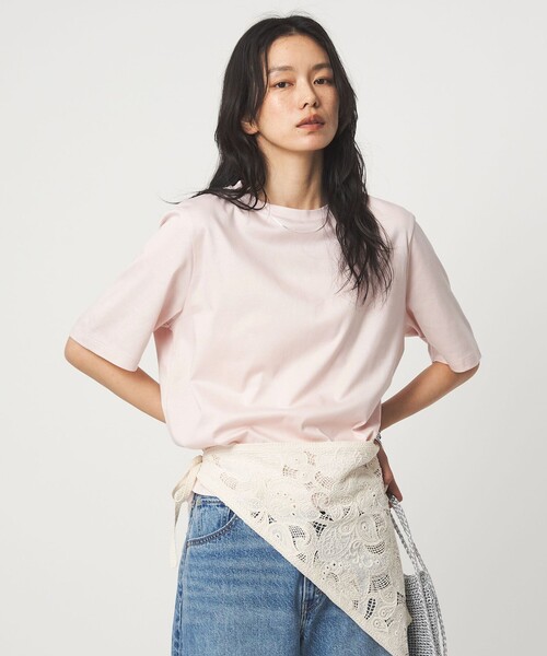 green label relaxing（グリーンレーベルリラクシング）の「ショートスリーブ Tシャツ 汗染み防止（Tシャツ/カットソー・レディース・モカ/オフホワイト/ダークブラウン/ブラック/ライトピンク・FREE）」の5枚目の写真