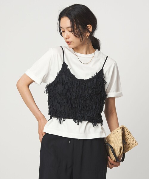 green label relaxing（グリーンレーベルリラクシング）の「ショートスリーブ Tシャツ 汗染み防止（Tシャツ/カットソー・レディース・モカ/オフホワイト/ダークブラウン/ブラック/ライトピンク・FREE）」の2枚目の写真