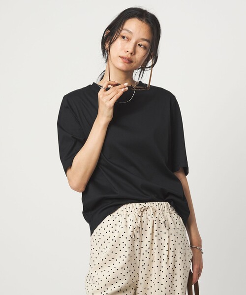 green label relaxing（グリーンレーベルリラクシング）の「ショートスリーブ Tシャツ 汗染み防止（Tシャツ/カットソー・レディース・モカ/オフホワイト/ダークブラウン/ブラック/ライトピンク・FREE）」の3枚目の写真