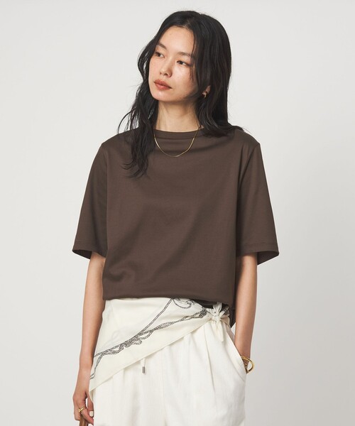 green label relaxing（グリーンレーベルリラクシング）の「ショートスリーブ Tシャツ 汗染み防止（Tシャツ/カットソー・レディース・モカ/オフホワイト/ダークブラウン/ブラック/ライトピンク・FREE）」の7枚目の写真