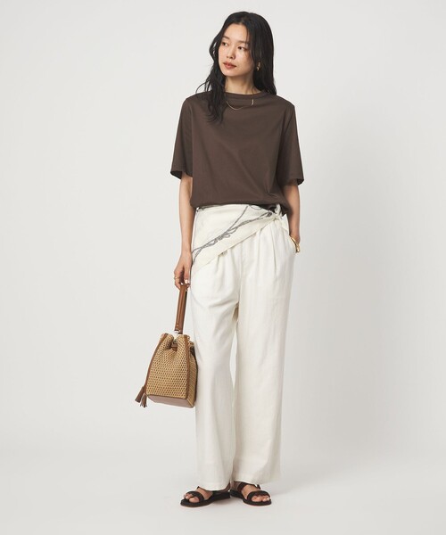 green label relaxing（グリーンレーベルリラクシング）の「ショートスリーブ Tシャツ 汗染み防止（Tシャツ/カットソー・レディース・モカ/オフホワイト/ダークブラウン/ブラック/ライトピンク・FREE）」の9枚目の写真