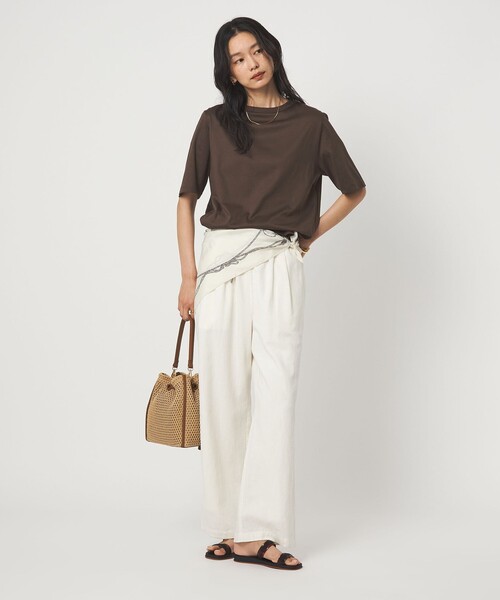 green label relaxing（グリーンレーベルリラクシング）の「ショートスリーブ Tシャツ 汗染み防止（Tシャツ/カットソー・レディース・モカ/オフホワイト/ダークブラウン/ブラック/ライトピンク・FREE）」の11枚目の写真