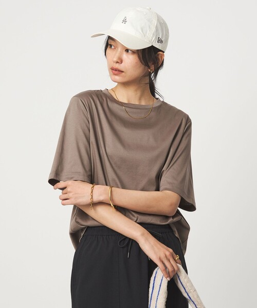 green label relaxing（グリーンレーベルリラクシング）の「ショートスリーブ Tシャツ 汗染み防止（Tシャツ/カットソー・レディース・モカ/オフホワイト/ダークブラウン/ブラック/ライトピンク・FREE）」の12枚目の写真