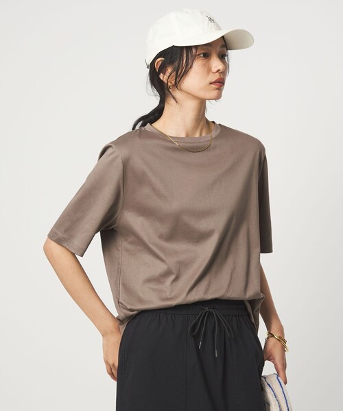 green label relaxing（グリーンレーベルリラクシング）の「ショートスリーブ Tシャツ 汗染み防止（Tシャツ/カットソー・レディース・モカ/オフホワイト/ダークブラウン/ブラック/ライトピンク・FREE）」の13枚目の写真