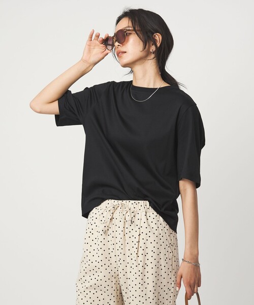 green label relaxing（グリーンレーベルリラクシング）の「ショートスリーブ Tシャツ 汗染み防止（Tシャツ/カットソー・レディース・モカ/オフホワイト/ダークブラウン/ブラック/ライトピンク・FREE）」の20枚目の写真