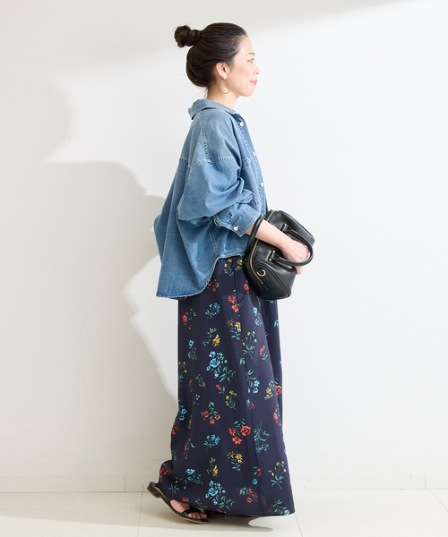 B.C STOCK（ベーセーストック）の「手洗い可 / ボタニカル柄ワンピース（ワンピース・レディース・スカイブルー/ネイビー/イエロー・FREE）」の5枚目の写真