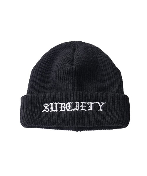 Subciety(サブサエティ)の「Wool beanie(ニットキャップ/ビーニー・メンズ・ブラック×ブラック/ブラック×ホワイト・FREE)」の3枚目の写真