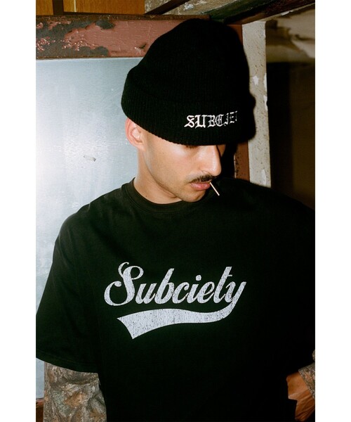 Subciety(サブサエティ)の「Wool beanie(ニットキャップ/ビーニー・メンズ・ブラック×ブラック/ブラック×ホワイト・FREE)」の8枚目の写真