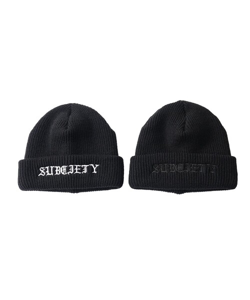 Subciety(サブサエティ)の「Wool beanie(ニットキャップ/ビーニー・メンズ・ブラック×ブラック/ブラック×ホワイト・FREE)」の14枚目の写真