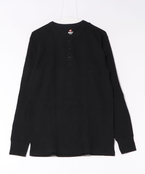 HANES（ヘインズ）の「Hanes/ヘインズ  BEEFY ヘンリーネックロングスリーブ（Tシャツ/カットソー・メンズ・ヘザーグレー/ブラック/ホワイト・XL/S/L/M）」の15枚目の写真