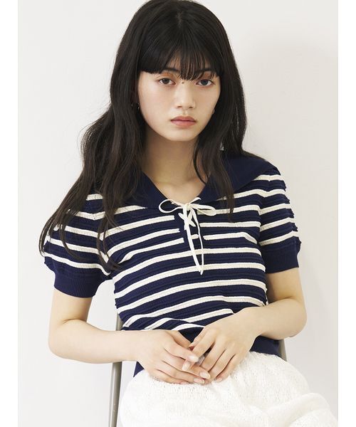 LILY BROWN(リリーブラウン)の「セーラーカラーニットトップス(ニット/セーター・レディース・ネイビー/レッド/ライトグレー・F)」の13枚目の写真